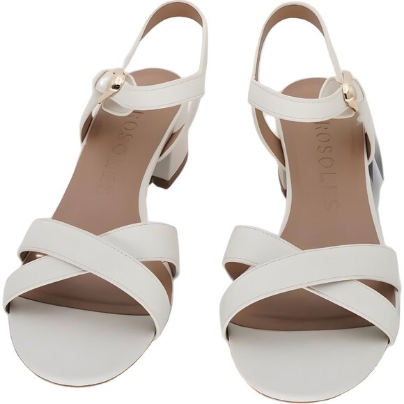 Aerosoles Cinzia Eggnog Faux Leather Slingback Sandals Block Heel 11W - Picture 5 of 6